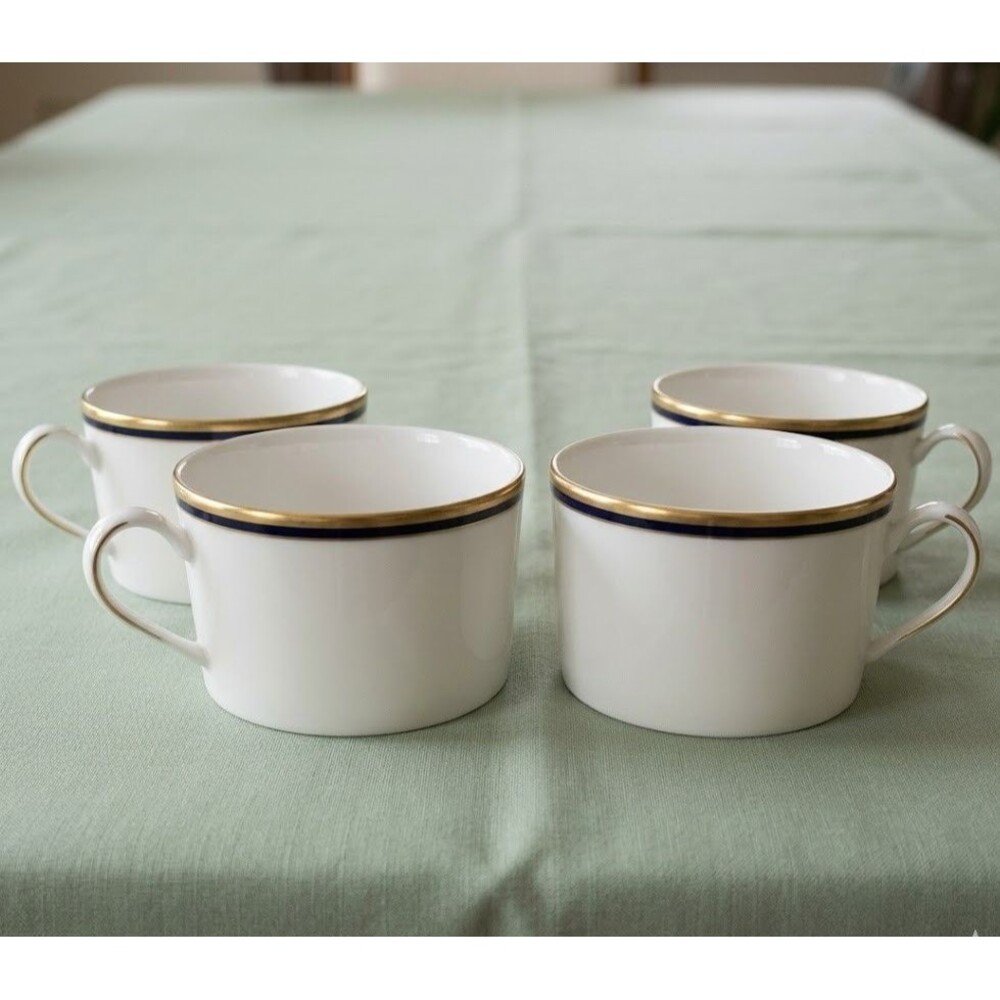 Kate Spade Lenox Library Lane Navy Porcelain Teacups Set of 4